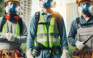 Trabajadores Usando Equipos De Protección Individual En Construcción